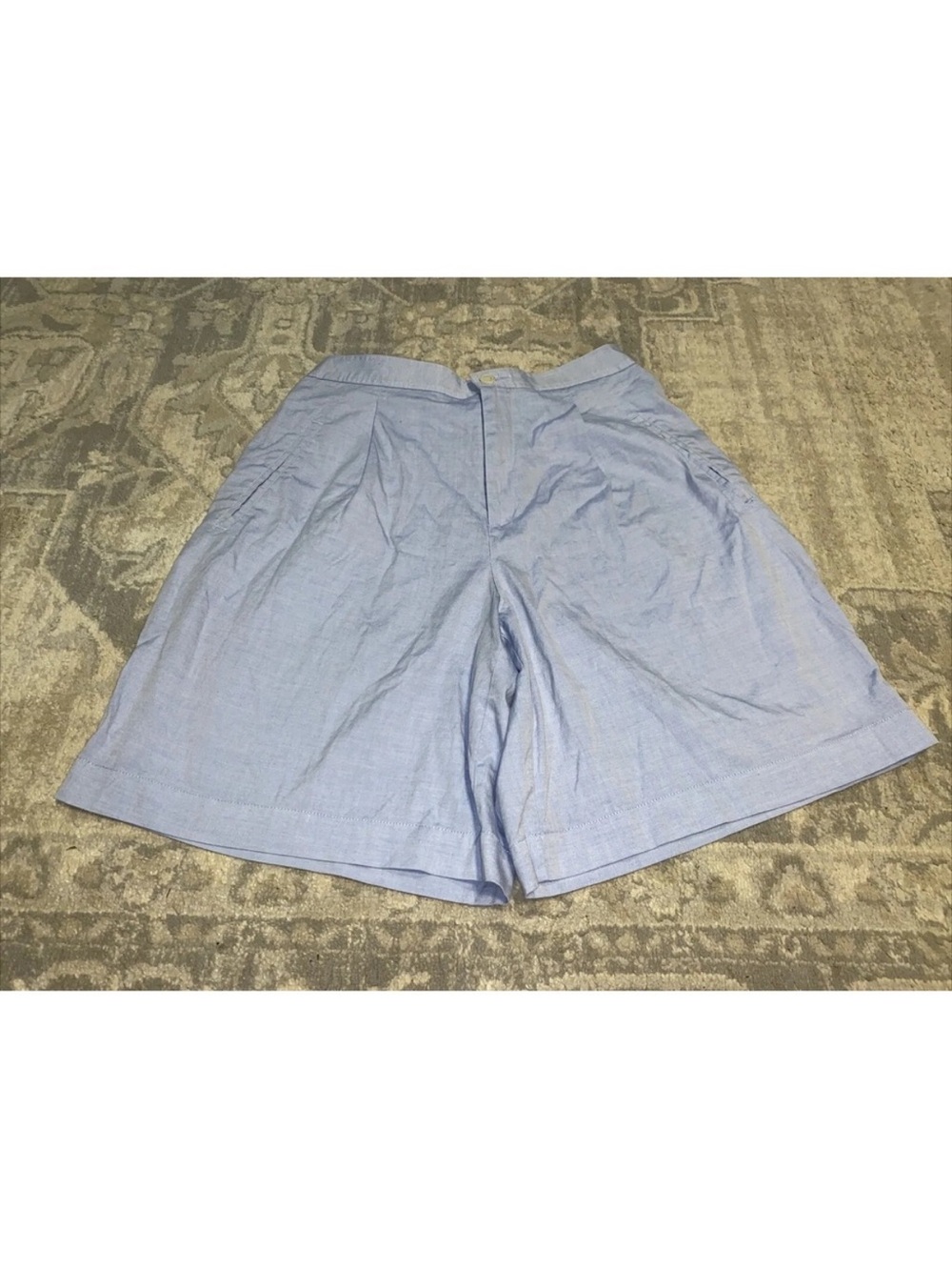 Vintage Liz Sport Pleated High Waist Mom Light Blue Shorts Size 10 Cotton